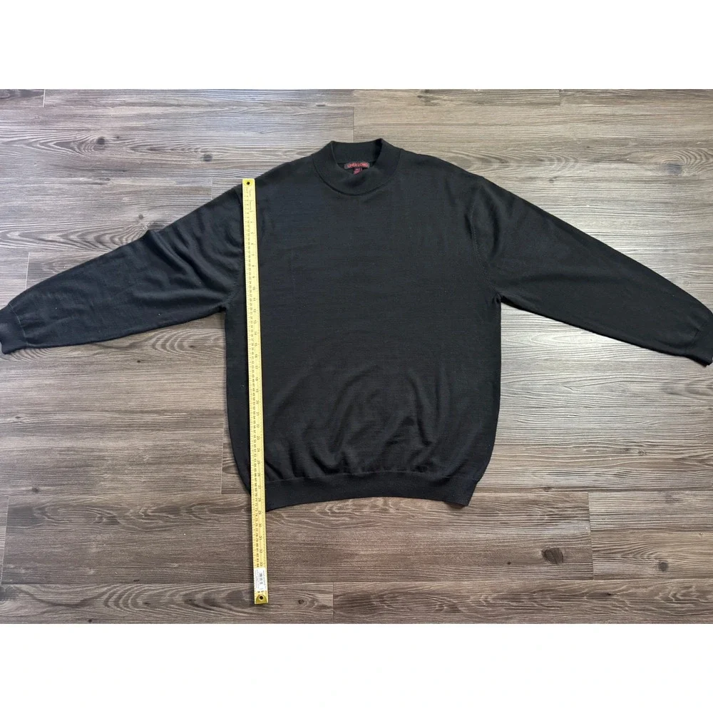 Linea Uomo Mens 3XLT Black Wool Blend Mock Neck Long Sleeve Knit winter Sweater